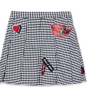 Disney Descendants Pleated Skirt Black White Houndstooth Girls XL NWT